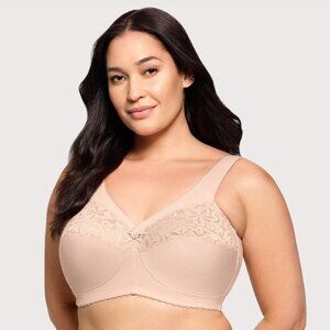 Glamorise MagicLift Cotton Support Bra 38H Cafe Full Coverage Holiday Comfort